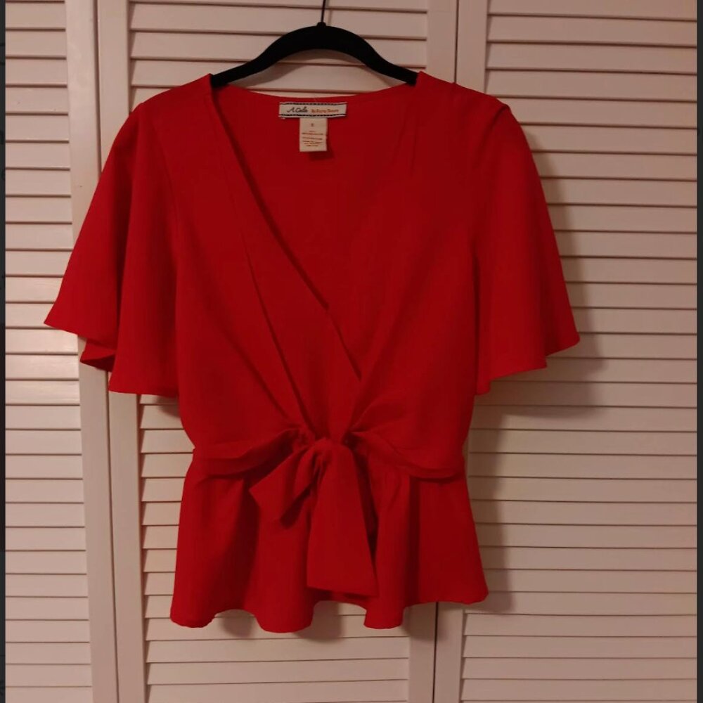 Hot Pink Tie-Front Blouse